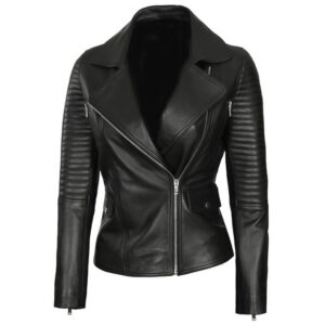 Carley Black Leather Military Jacket