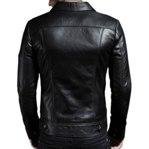 Mens Slim Fit Real Leather Biker Jacket