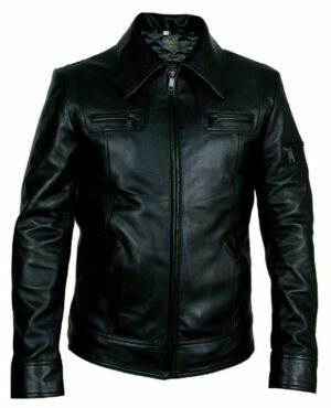 Mens Slim Fit Genuine Leather Biker Jacket
