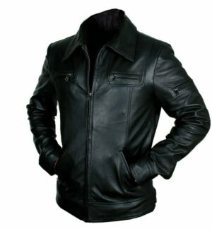 Mens Slim Fit Genuine Leather Biker Jacket