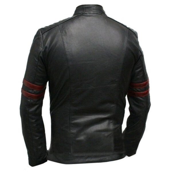 Fight Club Hybrid Mayhem Men's Slim Fit Red Stripes Leather Jacket