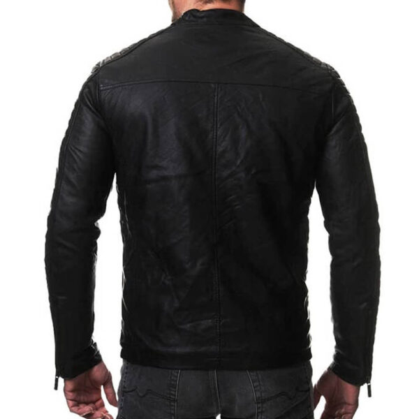 Men's Black Real Vintage Leather Jacket Slim Fit Retro Genuine