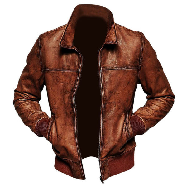 Men's Vintage Bomber Brown Leather Jacket