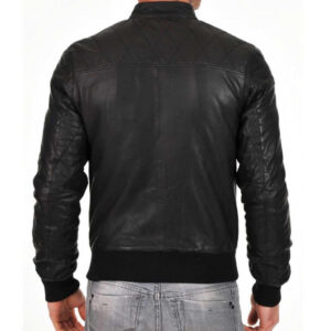 Men's Black Bomber Real Leather Jacket