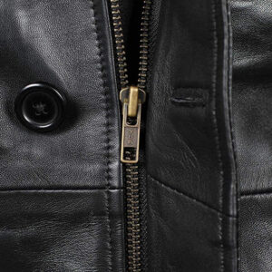 Mens Black Genuine Leather 3 4 Length Coat Zip - Clara Leather