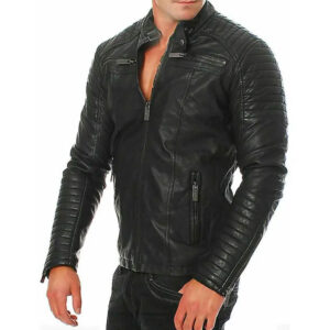 Men's Black Real Vintage Leather Jacket Slim Fit Retro Genuine