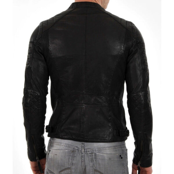 Men's Real Black Leather Slim Fit Jacket