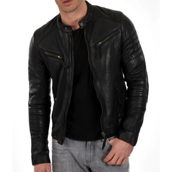 Men's Real Black Leather Slim Fit Jacket