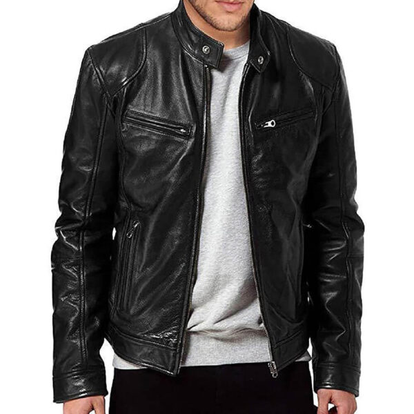 Men's Vintage Slim Fit Biker Leather Jacket