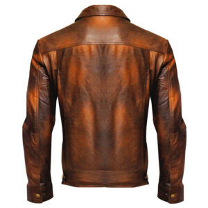 Men's Biker Distressed Brown Leather Jacket
