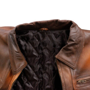 Men's Biker Distressed Brown Leather Jacket