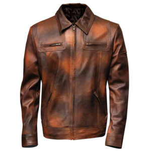 Mens Distressed Brown Vintage Leather Jacket Australia