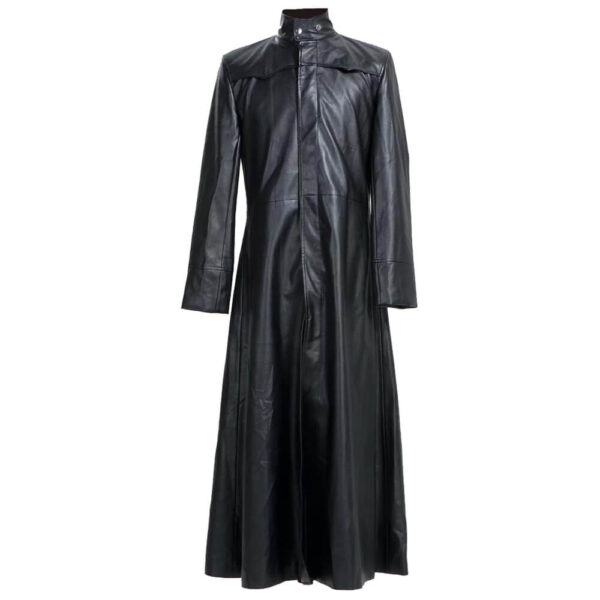 Neo Matrix Keanu Reeves Black Leather Coat