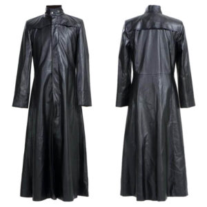 Neo Matrix Keanu Reeves Black Leather Coat