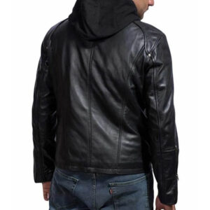 Paul Walker Black Leather Hoodie Jacket