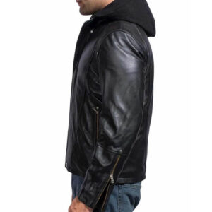 Paul Walker Black Leather Hoodie Jacket