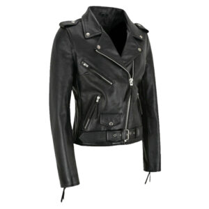 Women's Slim Fit Black Biker Leather Jacket