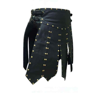 Premium Handmade Black Leather Utility KILT Gladiator Kilts for Men's