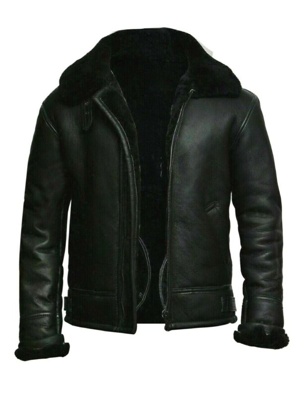 Mens Black Leather Jacket Real Sheepskin