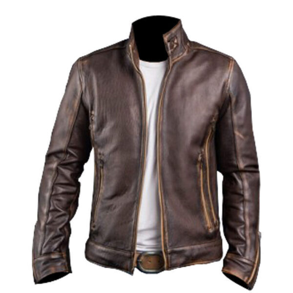 Men's Cafe Racer Brown Vintage Distressed Leather Jacket