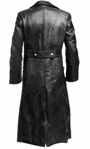 German WW2 Coat Uniform Classic Military Officer Black Leather Coat