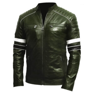 Men's Green Vintage Biker Leather Jacket