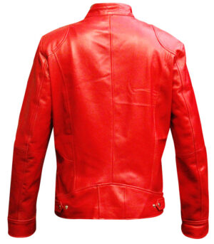 Men's Red Lambskin Biker Leather Jacket