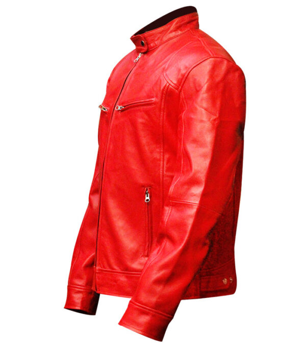 Men's Red Lambskin Biker Leather Jacket