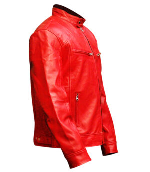 Men's Red Lambskin Biker Leather Jacket