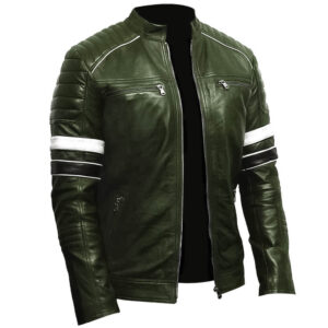 Men's Green Vintage Biker Leather Jacket