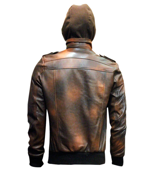 Men's Vintage Hoodie Biker Leather Jacket