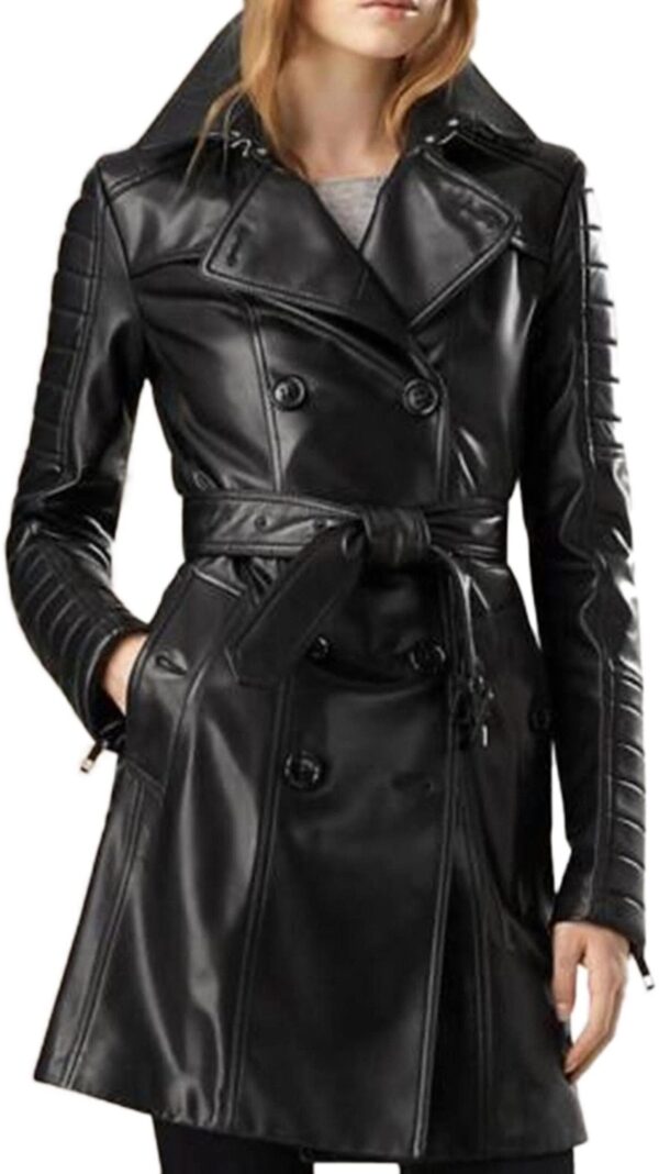 Women's Soft Lambskin Leather Trench Coat