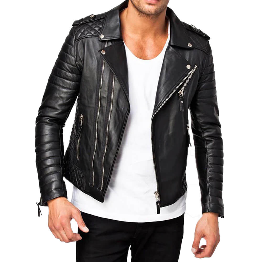 Mens Vintage Retro Black Leather Jacket - Clara Leather