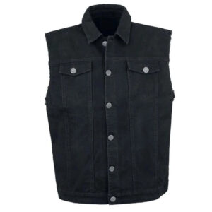 Mens Western Black Cotton Cowboy Vest