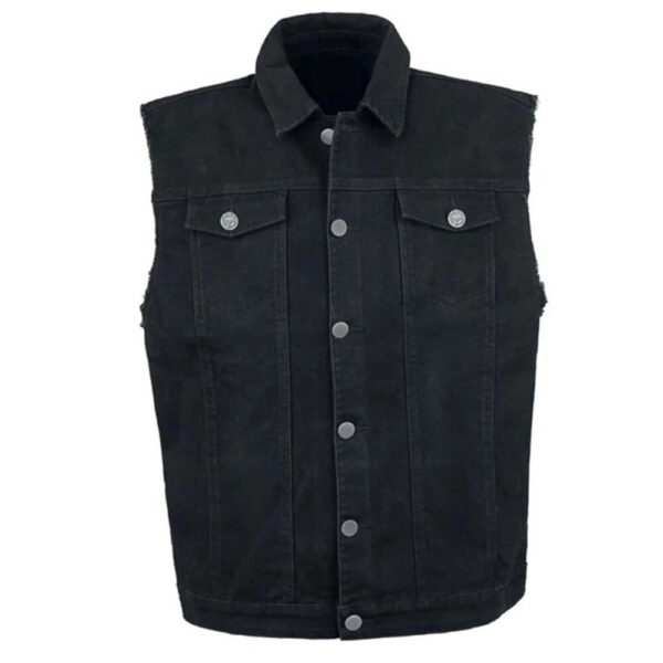 Mens Western Black Cotton Cowboy Vest