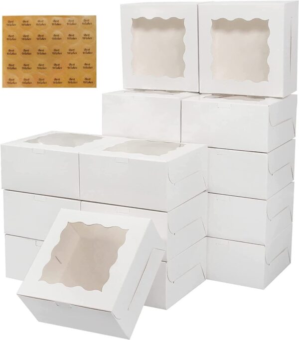 White Bakery Boxes with Window 6x6x2.5