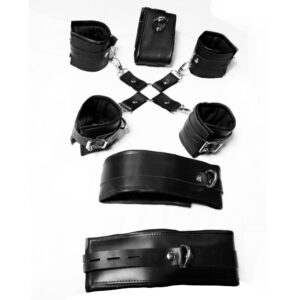 7 Piece Restraints Leather Bondage black bdsm