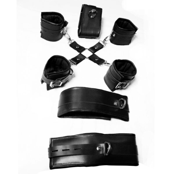 7 Piece Restraints Leather Bondage black bdsm