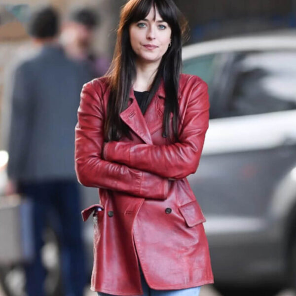 Madame Web Dakota Johnson Maroon Blazer Coat