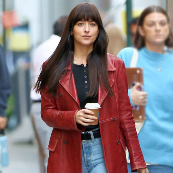 Madame Web Dakota Johnson Maroon Coat