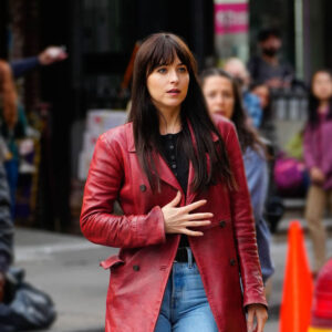 Madame Web Dakota Maroon Blazer Coat