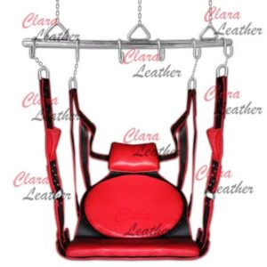 VIP Red Leather Sex Sling BDSM Bondage Swing Heavy Duty Adult BDSM Sling With Stirrups & Rods