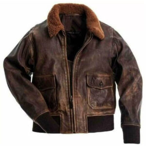 Mens Vintage Bomber Flight Jacket A-2 Brown Coat